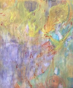 Tangled Windy Webs もつれた風のウェブ2018; Coloured pencil, watercolour, and gesso on wooden panel 色鉛筆や水彩; 80.2 x 100 cm (H x W); Tangled Windy Webs , もつれた風のウェブ, Photo and artwork by Michelle Zacharias, ザカライアス・ミッシェル, copyright Michelle Zacharias, do not reproduce without permission of Michelle Zacharias, artist in Asia, abstract, Canadian artist, art in Japan
